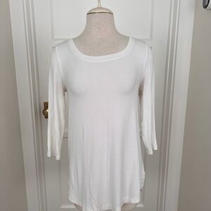 Pure + Good Women's White Scoop Neck 3/4 Sleeve Top